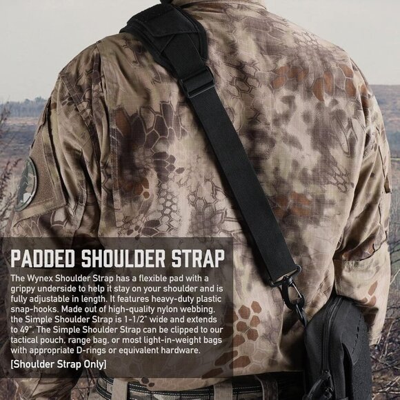 🆕 Men Black Universal Bag Strap Tactical Detachable Pad Single Shoulder Strap - Picture 2 of 7